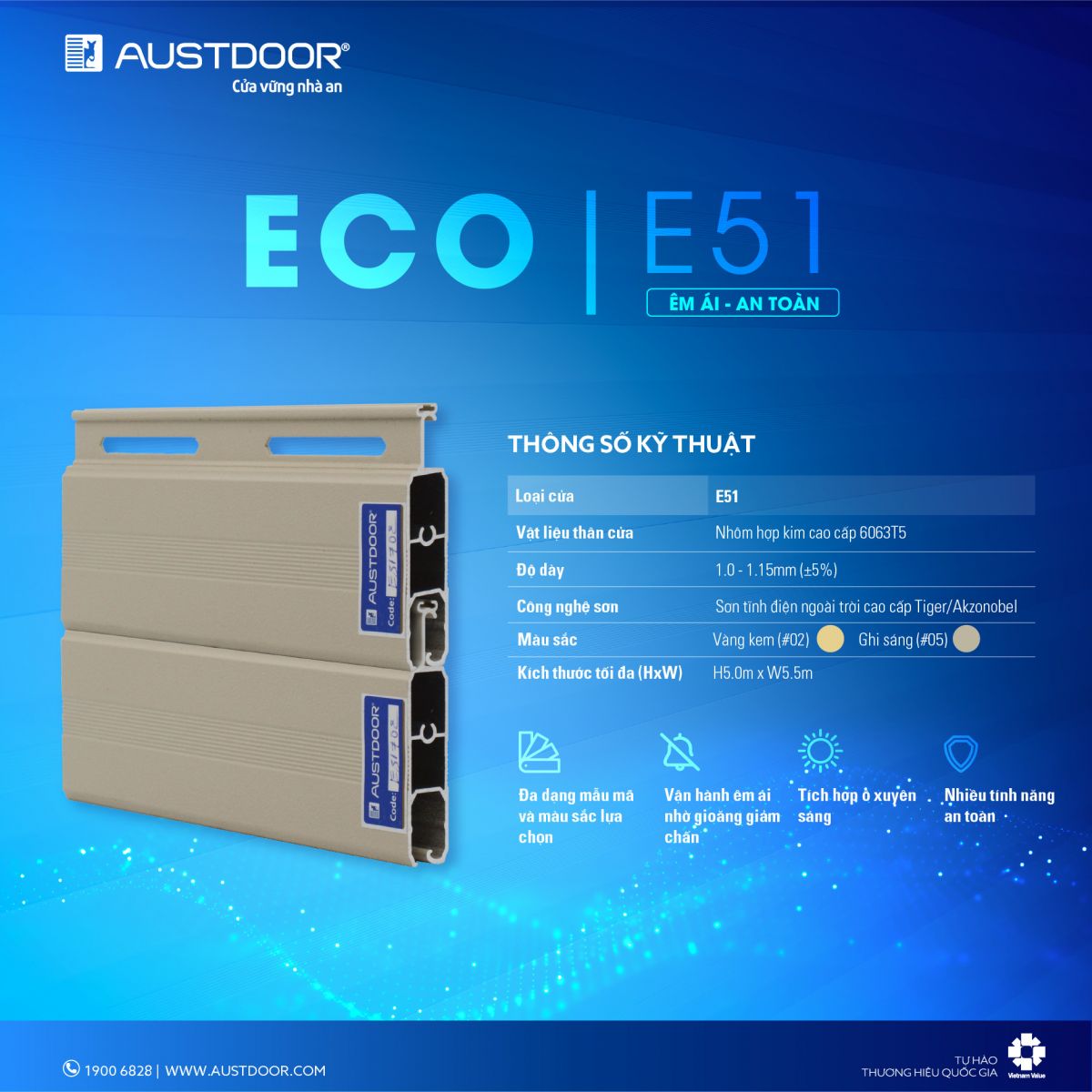 thông số kỹ thuật austdoor E51