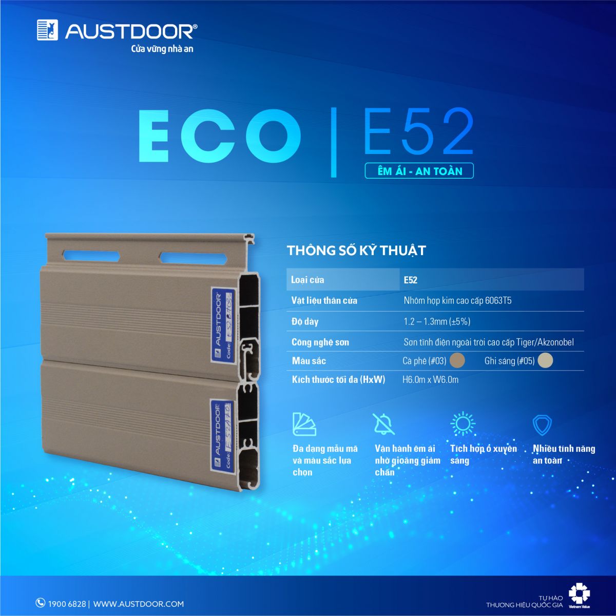 thông số kỹ thuật austdoor E52